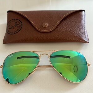 RAY-BAN / RB3025 AVIATOR FLASH LENSES / GOLD / GREEN FLASH